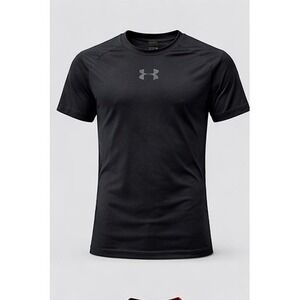 Under Armour Boys HeatGear Fitted Short Sleeve Shirt Black UPF 30+‎ Youth LG L
